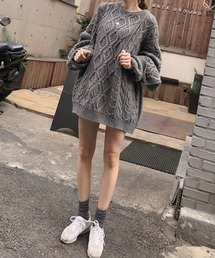 ランダムケーブルオーバーサイズニット / ビッグシルエットニット / ワイドシルエットニット