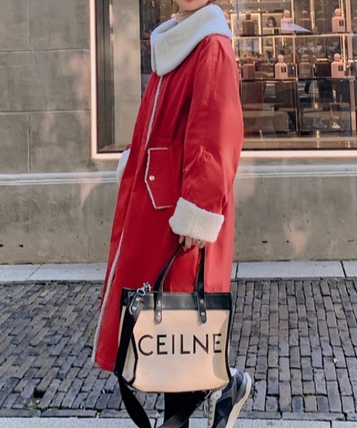 美品 Scye サイ モッズコート ボア ロング コート emi+（エミプラス）の「バックスリット裏ボアロングコート