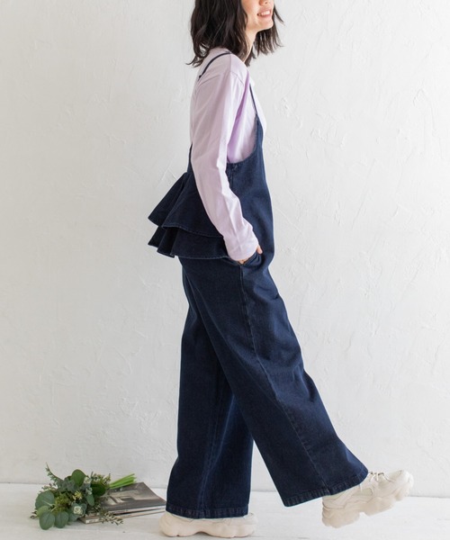 Mysa&Liina（ミーサリーナ）の「２WAYバッグフリルガーリーオールインワン（サロペット/オーバーオール・レディース・ブラック/インディゴブルー/ブルー/サンドベージュ・M）」の4枚目の写真