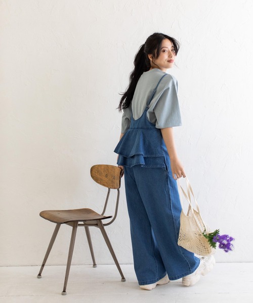 Mysa&Liina（ミーサリーナ）の「２WAYバッグフリルガーリーオールインワン（サロペット/オーバーオール・レディース・ブラック/インディゴブルー/ブルー/サンドベージュ・M）」の18枚目の写真