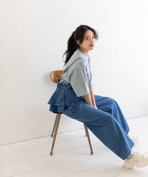 Mysa&Liina（ミーサリーナ）の「２WAYバッグフリルガーリーオールインワン（サロペット/オーバーオール・レディース・ブラック/インディゴブルー/ブルー/サンドベージュ・M）」の22枚目の写真