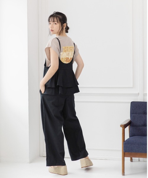 Mysa&Liina（ミーサリーナ）の「２WAYバッグフリルガーリーオールインワン（サロペット/オーバーオール・レディース・ブラック/インディゴブルー/ブルー/サンドベージュ・M）」の9枚目の写真