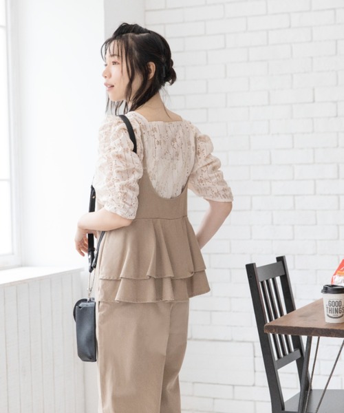 Mysa&Liina（ミーサリーナ）の「２WAYバッグフリルガーリーオールインワン（サロペット/オーバーオール・レディース・ブラック/インディゴブルー/ブルー/サンドベージュ・M）」の11枚目の写真