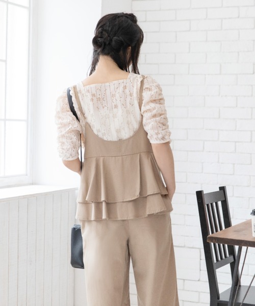 Mysa&Liina（ミーサリーナ）の「２WAYバッグフリルガーリーオールインワン（サロペット/オーバーオール・レディース・ブラック/インディゴブルー/ブルー/サンドベージュ・M）」の12枚目の写真