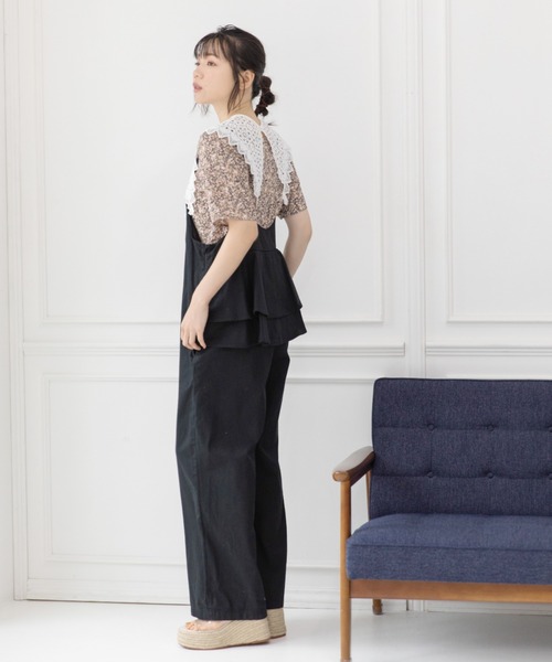 Mysa&Liina（ミーサリーナ）の「２WAYバッグフリルガーリーオールインワン（サロペット/オーバーオール・レディース・ブラック/インディゴブルー/ブルー/サンドベージュ・M）」の7枚目の写真