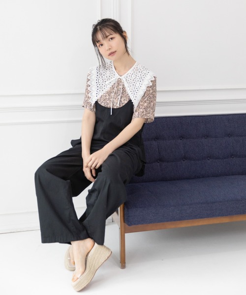 Mysa&Liina（ミーサリーナ）の「２WAYバッグフリルガーリーオールインワン（サロペット/オーバーオール・レディース・ブラック/インディゴブルー/ブルー/サンドベージュ・M）」の6枚目の写真