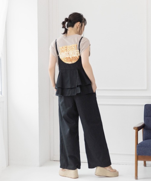 Mysa&Liina（ミーサリーナ）の「２WAYバッグフリルガーリーオールインワン（サロペット/オーバーオール・レディース・ブラック/インディゴブルー/ブルー/サンドベージュ・M）」の10枚目の写真