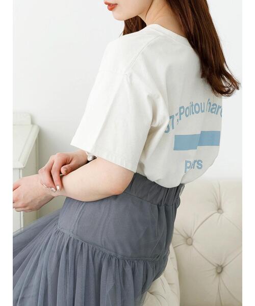 SLURR（スラ―）の「カレッジプリントクルーネックビッグTシャツ（Tシャツ/カットソー・レディース・チャコールグレー/オフホワイト/ライトベージュ・FREE）」の6枚目の写真