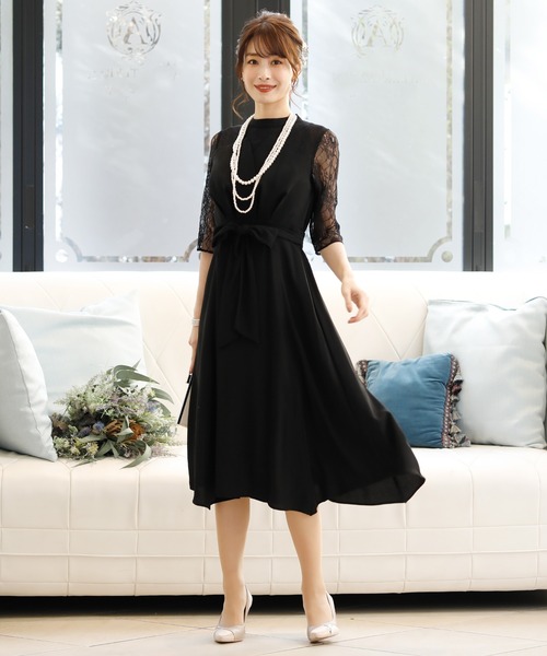 PourVous(プールヴー)の「結婚式 ワンピースドレスビスチェ ロング&七分袖 フォーマル オケージョンドレス お呼ばれ 二次会 成人式 (ドレス・レディース・ブラック/ネイビー/ブルーグレー・M/L)」の13枚目の写真