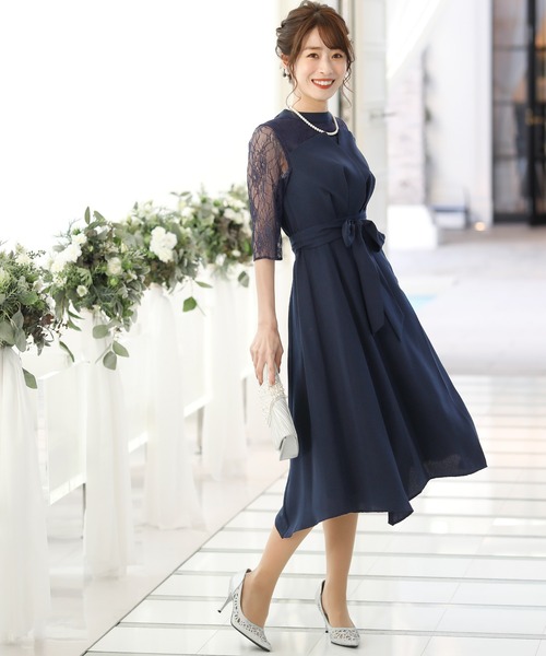 PourVous(プールヴー)の「結婚式 ワンピースドレスビスチェ ロング&七分袖 フォーマル オケージョンドレス お呼ばれ 二次会 成人式 (ドレス・レディース・ブラック/ネイビー/ブルーグレー・M/L)」の11枚目の写真