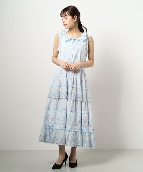 ピンクハウス　ローズレース使いワンピースドレス　生成り PINK HOUSE（ピンクハウス）の「ローズレース使いワンピース