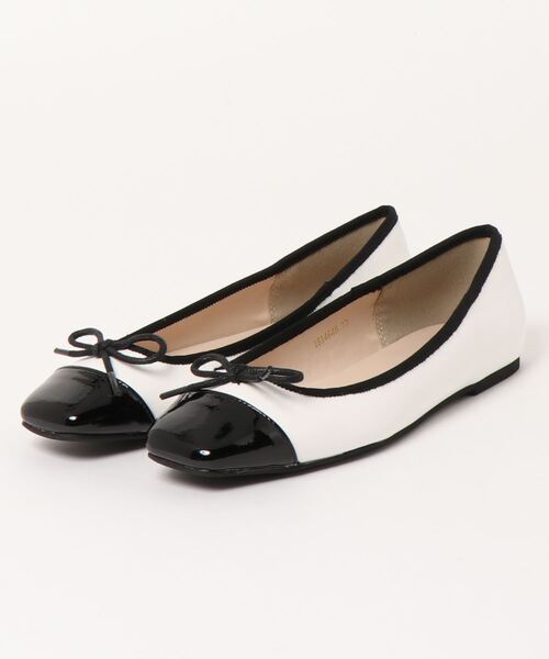 Te chichi（テチチ）の「配色グリッタースクエアバレエシューズ（バレエシューズ・レディース・ホワイト/ブラック/ベージュ・35/37）」の2枚目の写真