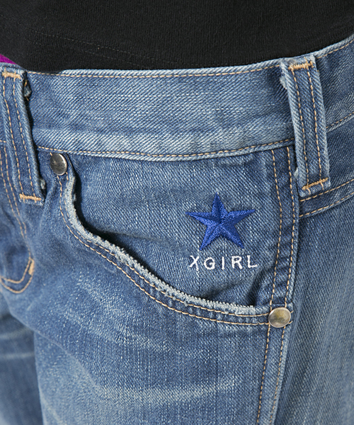 X-girl（エックスガール）の「【mini掲載】X-girl×Wrangler TAPERED JEANS（デニムパンツ・レディース・ライトインディゴブルー/インディゴブルー・1/0/2）」の9枚目の写真