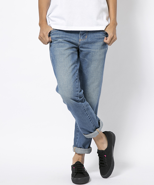 X-girl（エックスガール）の「【mini掲載】X-girl×Wrangler TAPERED JEANS（デニムパンツ・レディース・ライトインディゴブルー/インディゴブルー・1/0/2）」の11枚目の写真