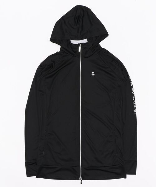 BENETTON (UNITED COLORS OF BENETTON)（ベネトンユナイテッドカラーズオブベネトン）の「【BENETTON / ベネトン】レディースUVフード付きラッシュガード / 水陸両用 フィットネス ジム アウトドア マリンレジャー UPF35+（ラッシュガード・レディース・ブラック/ブラック×ピンク/グレー/ネイビー/ロイヤルブルー/ライトブルー・XX-LARGE/XXX-LARGE/XXXX-LARGE）」の3枚目の写真