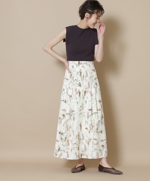 N.(N. Natural Beauty Basic)(エヌエヌナチュラルビューティーベーシック)の「【S Size Line】◆ブラッシュプリントマキシスカート(スカート・レディース・グレー系/ベージュ系・SMALL/MEDIUM)」の7枚目の写真