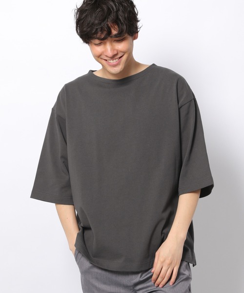 LAKOLE(ラコレ)の「度詰めクロップドバスクTシャツ / 932085(Tシャツ/カットソー・メンズ・サックスブルー/グレー/ホワイト/ブラック/オフホワイト・MEDIUM/LARGE)」の3枚目の写真