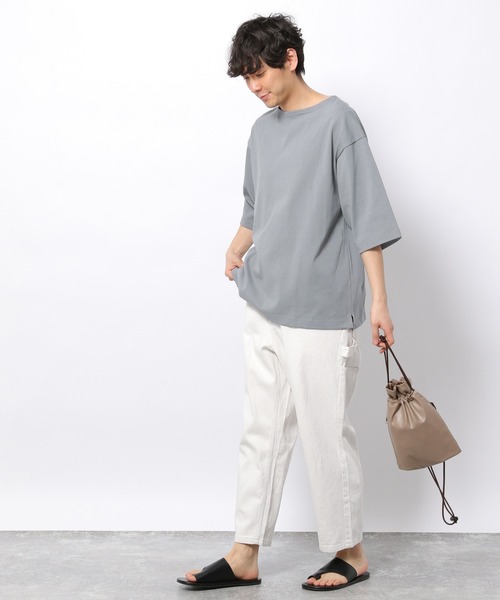 LAKOLE(ラコレ)の「度詰めクロップドバスクTシャツ / 932085(Tシャツ/カットソー・メンズ・サックスブルー/グレー/ホワイト/ブラック/オフホワイト・MEDIUM/LARGE)」の19枚目の写真