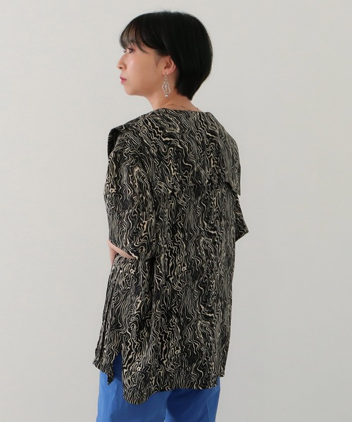 Factor=(ファクターイコール)の「BIGセーラーカラーブラウス(シャツ/ブラウス・レディース・ブラック/ブラウン/オフホワイト・FREE)」の6枚目の写真