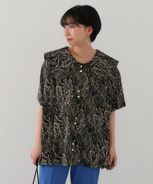 Factor=(ファクターイコール)の「BIGセーラーカラーブラウス(シャツ/ブラウス・レディース・ブラック/ブラウン/オフホワイト・FREE)」の8枚目の写真