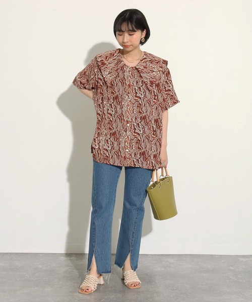 Factor=(ファクターイコール)の「BIGセーラーカラーブラウス(シャツ/ブラウス・レディース・ブラック/ブラウン/オフホワイト・FREE)」の9枚目の写真