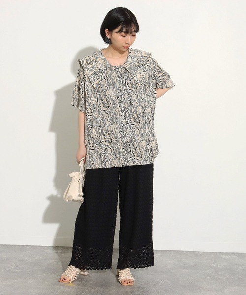 Factor=(ファクターイコール)の「BIGセーラーカラーブラウス(シャツ/ブラウス・レディース・ブラック/ブラウン/オフホワイト・FREE)」の11枚目の写真