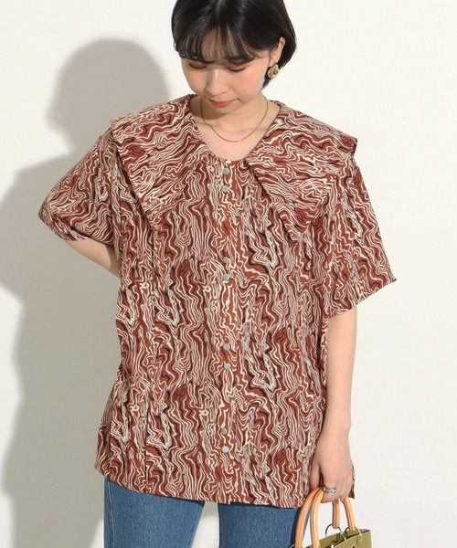 Factor=(ファクターイコール)の「BIGセーラーカラーブラウス(シャツ/ブラウス・レディース・ブラック/ブラウン/オフホワイト・FREE)」の16枚目の写真