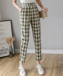 urge： | 【URGE：】ハイウエスト　チェック柄テーパードパンツ(その他パンツ)