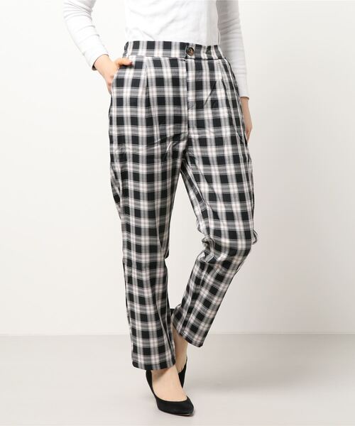 urge：（アージコロン ）の「【URGE：】ハイウエスト　チェック柄テーパードパンツ（その他パンツ・レディース・ブラック系/ブラウン系/グリーン系・L/XL/M/S）」の4枚目の写真
