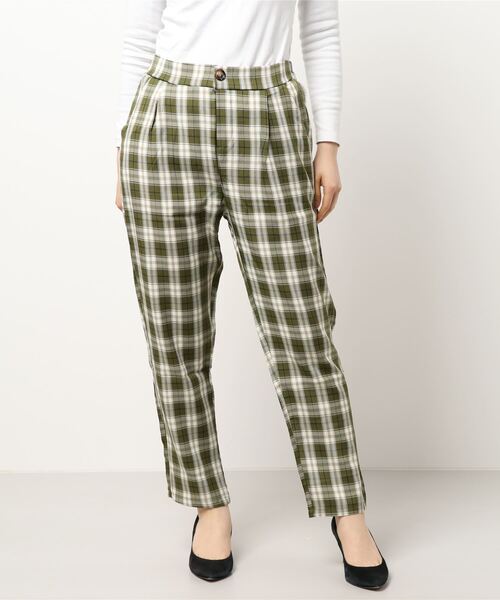 urge：（アージコロン ）の「【URGE：】ハイウエスト　チェック柄テーパードパンツ（その他パンツ・レディース・ブラック系/ブラウン系/グリーン系・L/XL/M/S）」の5枚目の写真