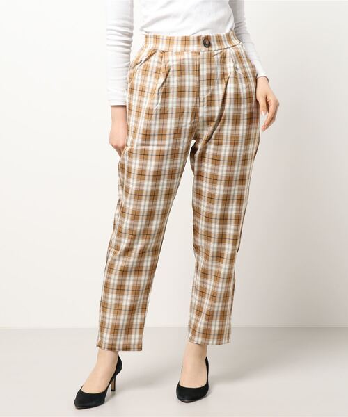 urge：（アージコロン ）の「【URGE：】ハイウエスト　チェック柄テーパードパンツ（その他パンツ・レディース・ブラック系/ブラウン系/グリーン系・L/XL/M/S）」の6枚目の写真