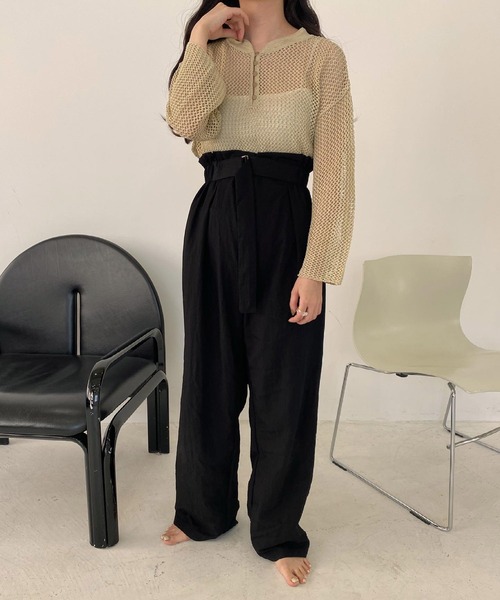 lawgy（ラウジー）の「center button mesh knit（ニット/セーター・レディース・ベージュ/ブラウン/アイボリー・FREE）」の18枚目の写真