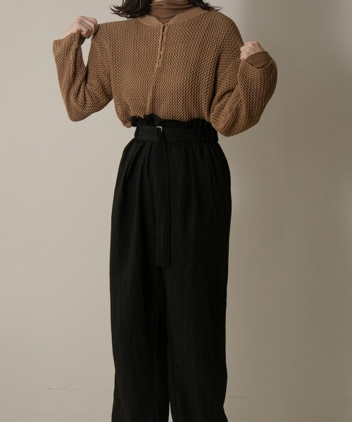 lawgy（ラウジー）の「center button mesh knit（ニット/セーター・レディース・ベージュ/ブラウン/アイボリー・FREE）」の22枚目の写真