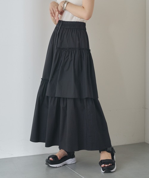 Chico(チコ)の「ランダムティアードタイプライタースカート(スカート・レディース・ブラック/ホワイト/パープル・FREE)」の2枚目の写真