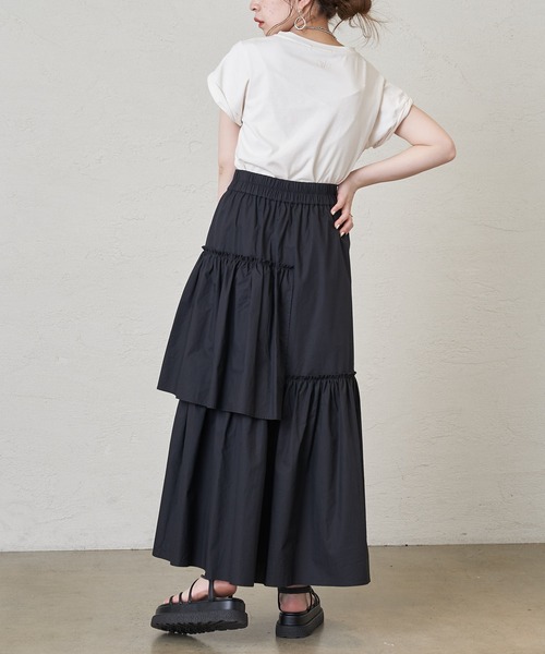 Chico(チコ)の「ランダムティアードタイプライタースカート(スカート・レディース・ブラック/ホワイト/パープル・FREE)」の7枚目の写真