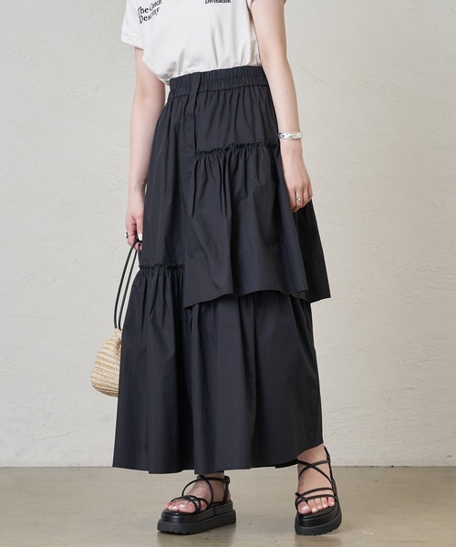 Chico(チコ)の「ランダムティアードタイプライタースカート(スカート・レディース・ブラック/ホワイト/パープル・FREE)」の8枚目の写真