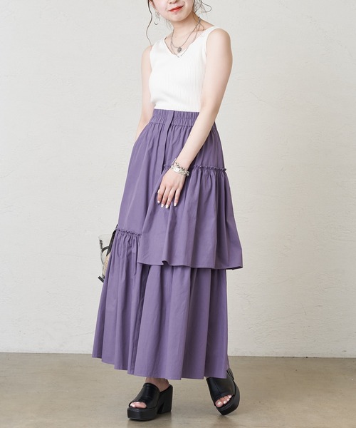 Chico(チコ)の「ランダムティアードタイプライタースカート(スカート・レディース・ブラック/ホワイト/パープル・FREE)」の11枚目の写真