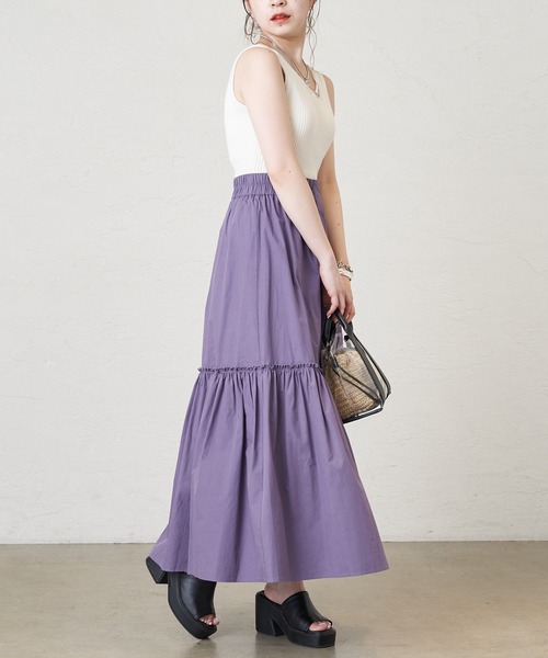 Chico(チコ)の「ランダムティアードタイプライタースカート(スカート・レディース・ブラック/ホワイト/パープル・FREE)」の12枚目の写真