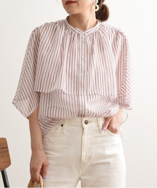 LHELBIE(レルビエ)の「ケープデザインブラウス(シャツ/ブラウス・レディース・ホワイト/ブラック/ネイビー/レッド・M)」の4枚目の写真