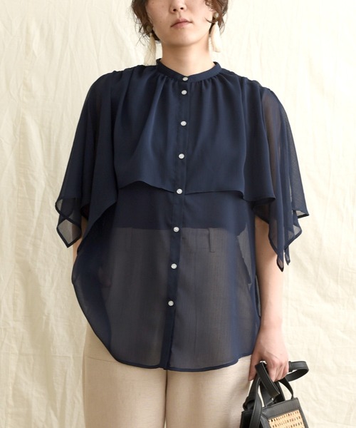 LHELBIE(レルビエ)の「ケープデザインブラウス(シャツ/ブラウス・レディース・ホワイト/ブラック/ネイビー/レッド・M)」の13枚目の写真