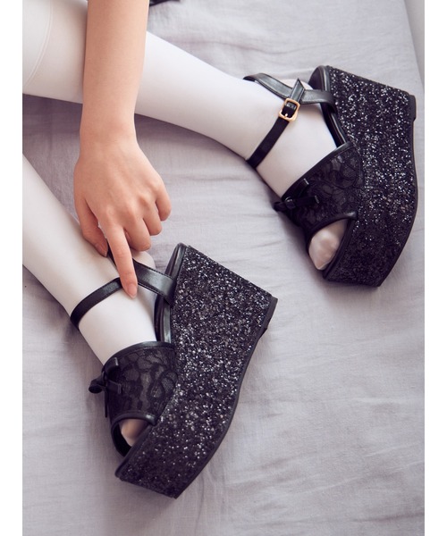 Ank Rouge（アンクルージュ）の「レース×グリッターーサンダル（サンダル・レディース・ピンク/ブラック・L/M）」の9枚目の写真