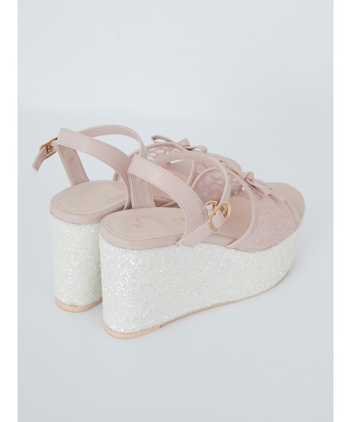 Ank Rouge（アンクルージュ）の「レース×グリッターーサンダル（サンダル・レディース・ピンク/ブラック・L/M）」の4枚目の写真