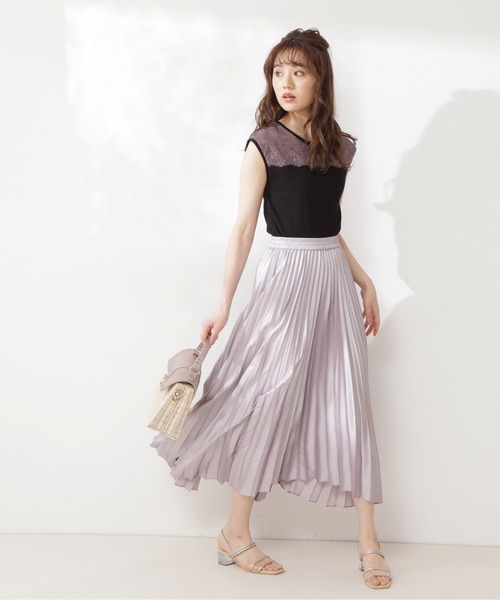 PROPORTION BODY DRESSING（プロポーションボディドレッシング）の「配色レースリブテレコカットソー / 1211260601（Tシャツ/カットソー・レディース・ブラック/ライトピンク/ブルー系その他・SMALL/MEDIUM）」の2枚目の写真