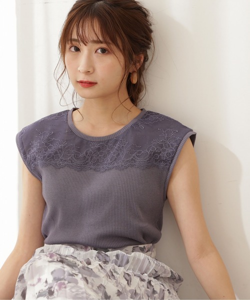 PROPORTION BODY DRESSING（プロポーションボディドレッシング）の「配色レースリブテレコカットソー / 1211260601（Tシャツ/カットソー・レディース・ブラック/ライトピンク/ブルー系その他・SMALL/MEDIUM）」の5枚目の写真