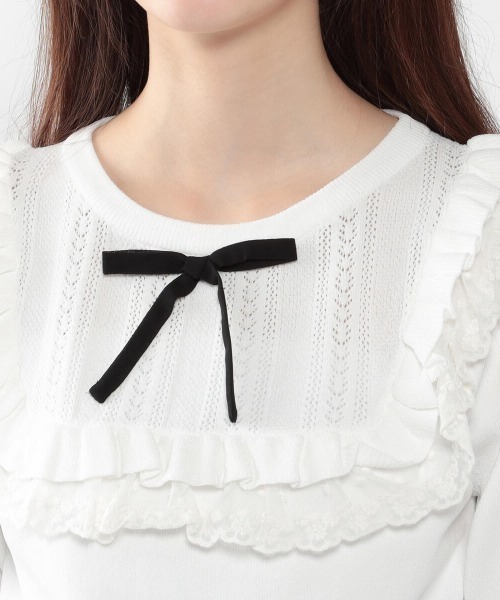 LODISPOTTO（ロディスポット）の「スクエアーフリルフェアリーニット（ニット/セーター・レディース・ピンク/ホワイト/ブラック/ライトブルー・MEDIUM）」の9枚目の写真