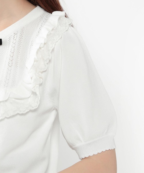 LODISPOTTO（ロディスポット）の「スクエアーフリルフェアリーニット（ニット/セーター・レディース・ピンク/ホワイト/ブラック/ライトブルー・MEDIUM）」の10枚目の写真