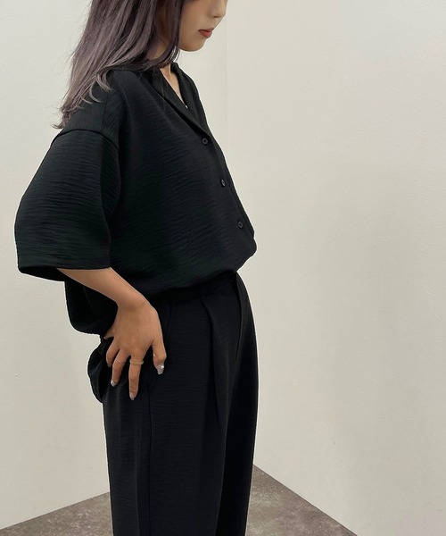 apres jour mignon(アプレジュールミニョン)の「開襟シャツ 【ZOZOTOWN限定アイテム】(シャツ/ブラウス・レディース・ブラック/グリーン/パープル/チャコールグレー・X-LARGE/フリー)」の8枚目の写真