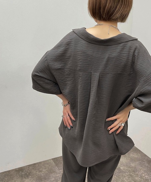 apres jour mignon(アプレジュールミニョン)の「開襟シャツ 【ZOZOTOWN限定アイテム】(シャツ/ブラウス・レディース・ブラック/グリーン/パープル/チャコールグレー・X-LARGE/フリー)」の17枚目の写真
