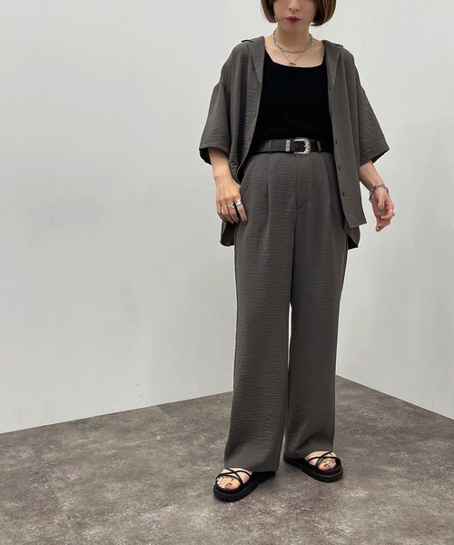 apres jour mignon(アプレジュールミニョン)の「開襟シャツ 【ZOZOTOWN限定アイテム】(シャツ/ブラウス・レディース・ブラック/グリーン/パープル/チャコールグレー・X-LARGE/フリー)」の18枚目の写真