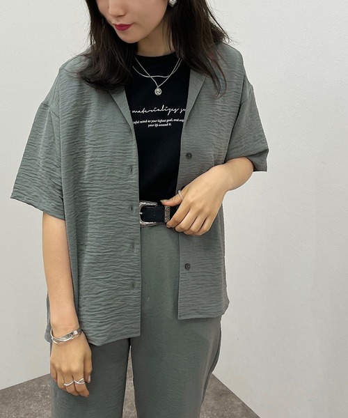 apres jour mignon(アプレジュールミニョン)の「開襟シャツ 【ZOZOTOWN限定アイテム】(シャツ/ブラウス・レディース・ブラック/グリーン/パープル/チャコールグレー・X-LARGE/フリー)」の22枚目の写真